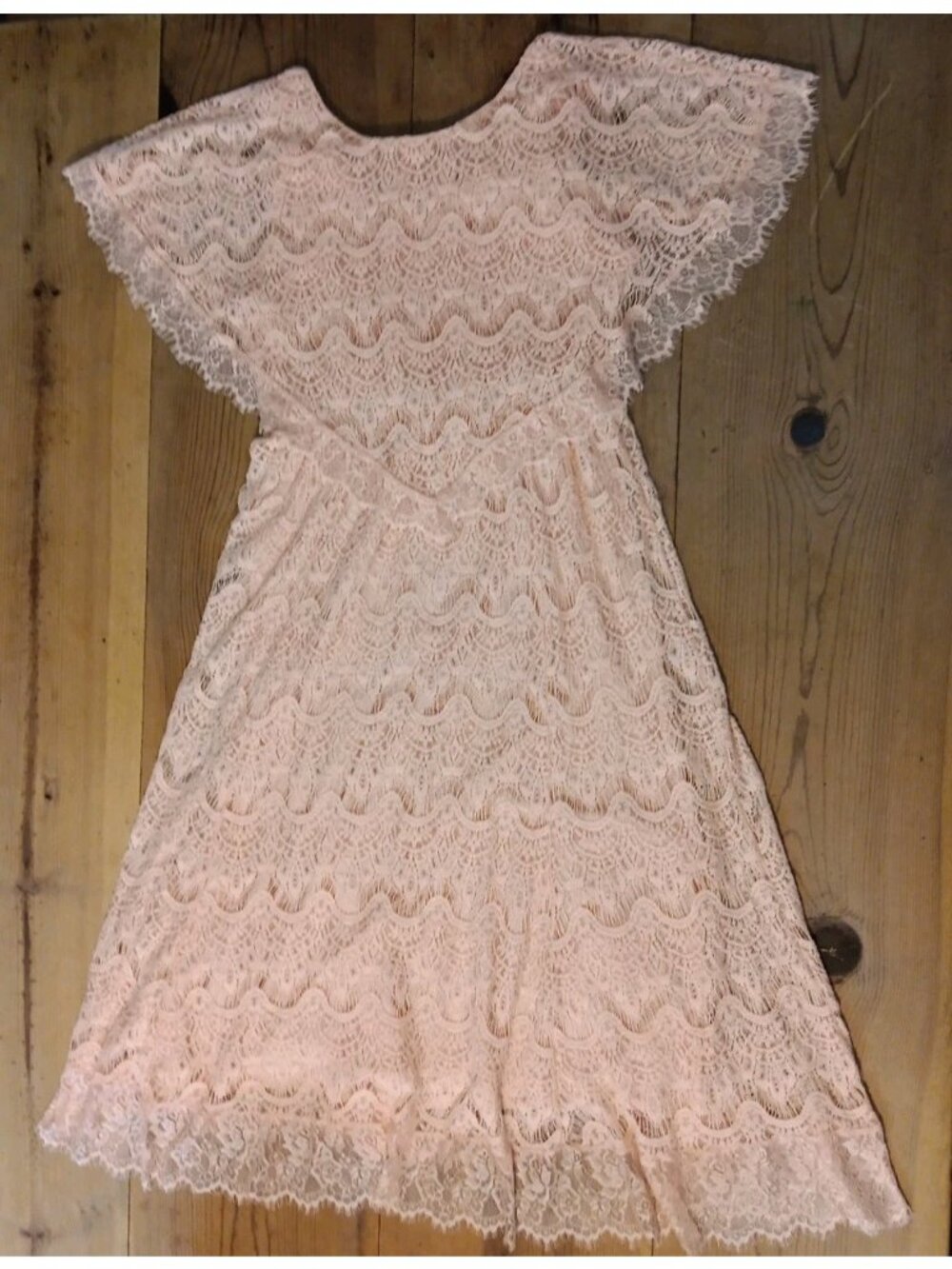 Reba Midi Dress Womens XL Pink Crochet Floral Lace V Neck Rhinestone Pullover - Picture 6 of 12